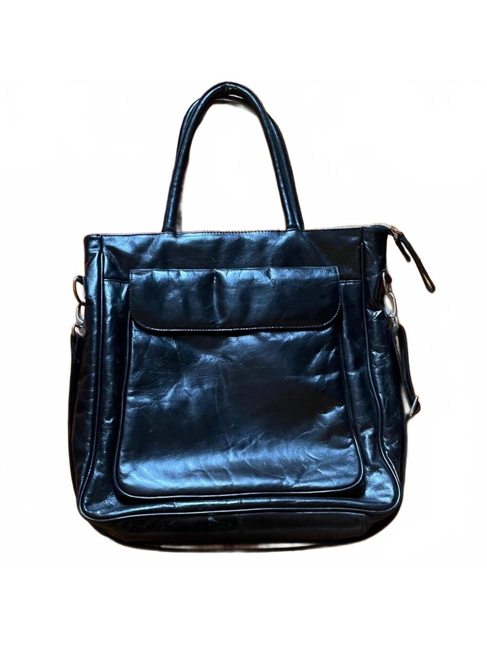 Latico Black Leather Structured Tote Bag
